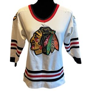 STARTER White Black Red Chicago Blackhawks Kids Hockey Jersey